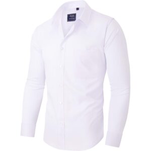 Herre langærmet Wrinkle-Free Stretch Solid Formal med knapper-down with Pocket skjorte