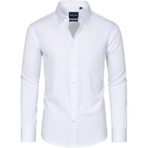 Herre for Herre langærmet Stretch Stain Proof Wrinkle Free med knapper-down Formal skjorte