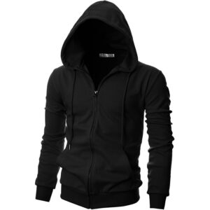 Herre Slim Fit med lynlås hoodie sweatshirt Lightweight langærmet with Kanga Pocket