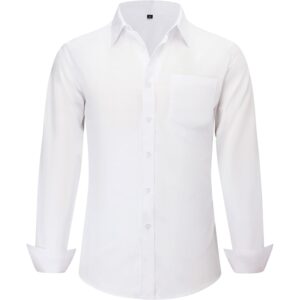Herre langærmet Dress , Regular Fit Stretch Wrinkle-Free Business Casual med knapper-down with Front Pocket skjorte