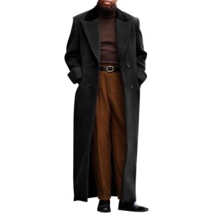 Herre Full Length trenchcoat frakke Notched Lapel Long jakke Double Breasted Classic vinter Overcoat