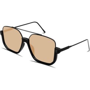 Dame oversize aviator solbriller for Dame Herre firkantede Double Bridge
