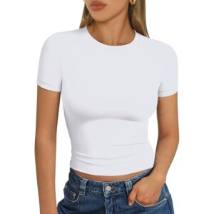 Dame Basic T Shirts Summer 2025 kortærmet cropped Slim Fit Gym Workout Y2k Clothes top