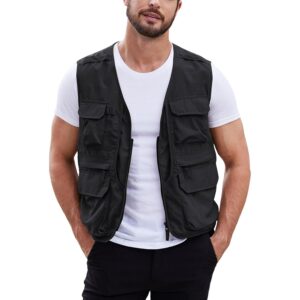 Herre letvægts Outdoor Work Safari Travel Cargo Vest with Multi-Pockets jakke