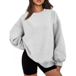 Dame oversize sweatshirt sweatshirt fleece rund hals striktrøje Casual Tops Comfy efterår mode Outfits vinter Clothes 2025