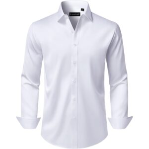 Herre langærmet Stretch Wrinkle Free Wedding Formal Business med knapper-down skjorte