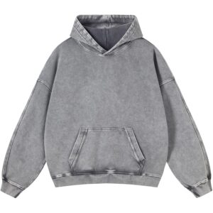 Herre oversize hoodie pullover Dame efterår Acid Wash Plain Preppy hoodie Streetwear Cotton Vintage Hooded sweatshirt