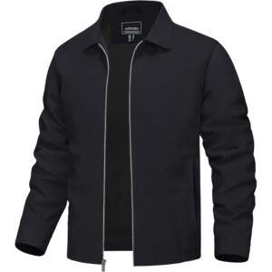 Herre letvægts vindjakke med lynlås Up Laydown Collar jakke Light Casual frakke with med lynlås Pockets