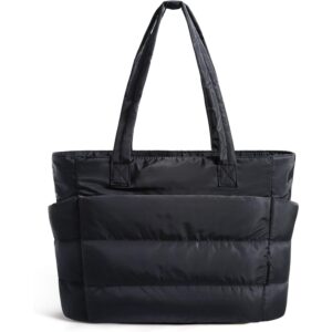 Dame tote taske for Dame, Lightweight Puffy tote taske with lommer quiltet