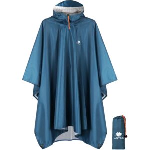 Herre med hætte Rain Poncho for Adults vandtæt letvægts Rain frakke for Herre Dame Reusable Rain jakke for Emergency Outdoor