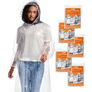 Herre Rain Ponchos for Adults with Drawstring med hætte - Emergency Rain Ponchos Family Pack for Dame and Herre,Clear jakke