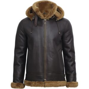 Herre Aviator Flying Genuine Shearling Sheepskin Leather Bomber jakke