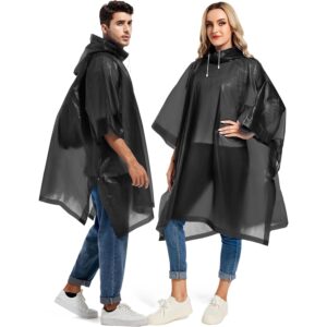 Herre 2 Pack Rain Ponchos for Adults Reusable - Raincoats Survival Emergency kraftig Duty Rain frakke with Drawstring med hætte jakke
