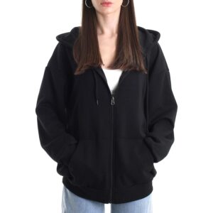 Oversize Dame's med lynlås hoodie Lightweight Soft Baggy Drop Shoulder sweatshirt jakke