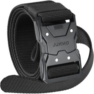 Herre JUKMO Quick Release Tactical Belt, Military Work 1.5" Nylon Web Hiking Belt with Heavy Duty Seatbelt Buckle bælte