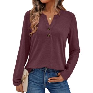 Dame langærmet Shirts 2025 Fall Fashion Dressy Casual Trendy Henley Cute Work Outfits Clothes bluse