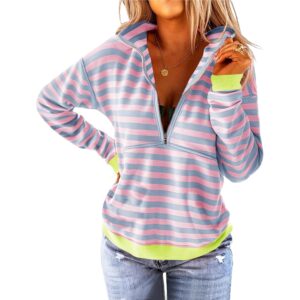 Langærmet Lapel Half med lynlås sweatshirt Solid Stylish Loose Fit Casual pullover Tops