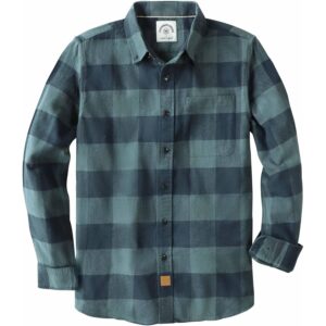 Herre flannel for Herre 100% bomuld Herre flannel langærmet Plaid Soft Casual med knapper-down Herre skjorte