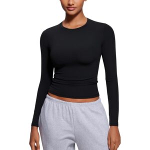 Dame langærmet Shirts for Dame Soft Crew Neck Fall Basic Tight Fitted Casual Going Out T-Shirts top