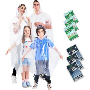 Herre Rain Ponchos for Kids 6 Pack/Adults 10 and 6 Pack/Ponchos Family 6 Pack Extra Thicker Emergency Ponchos jakke