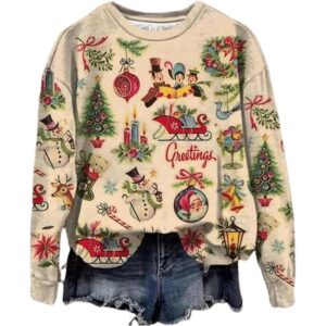 Sweatshirt Xmas Dame Off Shoulder sweatshirt Sexy langærmet pullover Tops