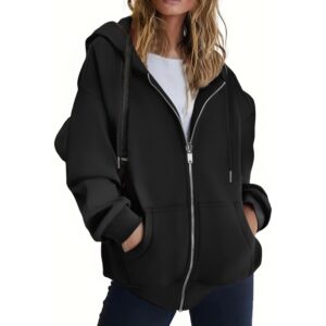 Hoodie For Dame med lynlås hoodie oversize sweatshirt fleece jakke efterår vinter Coats 2025 mode