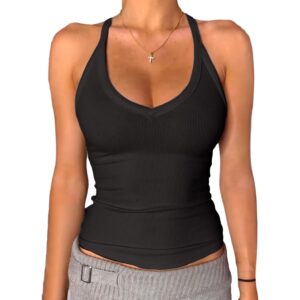 Dame V-hals Racer Back for Dame Padded ribbet Long Fitted Basic top
