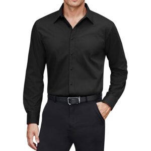 Herre Stretch Stain Shield langærmet Solid Formal Business Casual med knapper-down skjorte