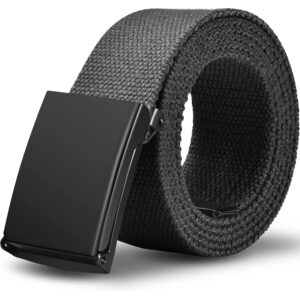 Herre LXMY Mens Belt,Work Belts for Men,Mens Holeless Adjustable Canvas Web Cloth Fabric Belts,Black Casual Dress Business Belt bælte