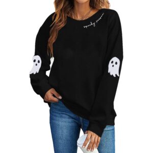Sweatshirt Halloween Ghost sweatshirt Dame - Halloween print rund hals Tops Casual striktrøje