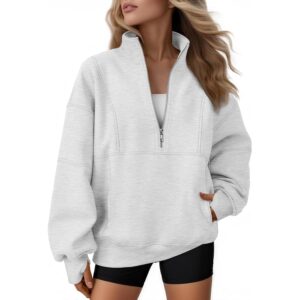 Dame Quarter med lynlås oversize sweatshirt Teenagere fleece pullover sweatshirt 2025 Mock Neck striktrøje efterår Workout Jacket