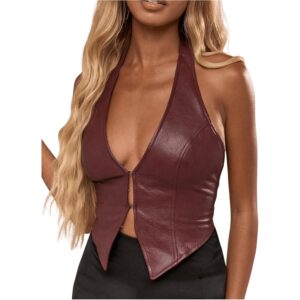 Dame Sexy Deep V-hals Asymmetrical Vest Corset Party Clubwear top