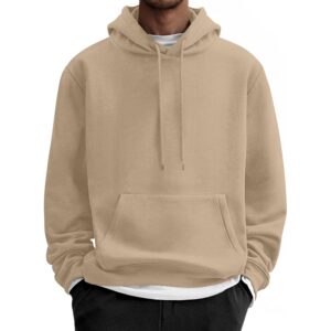 Herre Cotton fleece Hooded sweatshirt Casual langærmet hoodie pullover mode Drawstring hoodie with Kanga Pocket
