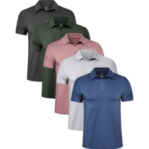 Herre Polo Quick Dry kortærmet Golf Performance Moisture Wicking Casual Workout skjorte