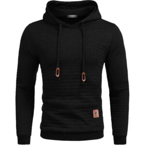Herre Hooded sweatshirt Casual langærmet Drawstring Waffle striktrøje pullover hoodie