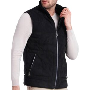 Herre quiltet Vest - Genuine Lambskin Leather Padded Outdoor Vest jakke