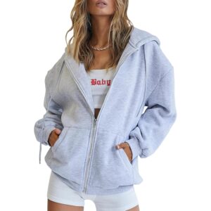 Trendy Queen Dame med lynlås hoodie oversize sweatshirt efterår School mode outfit Casual jakke 2025 vinter Clothes