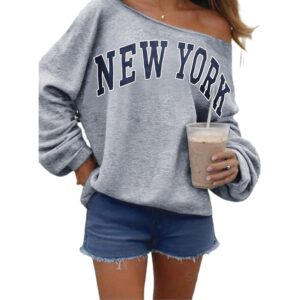 Dame Off Shoulder sweatshirt Drop Shoulder oversize langærmet pullover Top