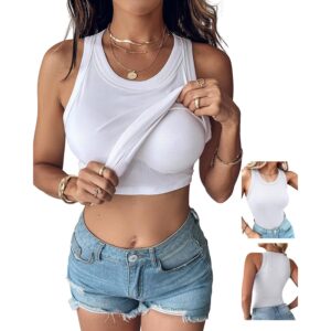 Dame Built-in Bra ærmeløs Casual Shirts Racerback ribbet Fitted top