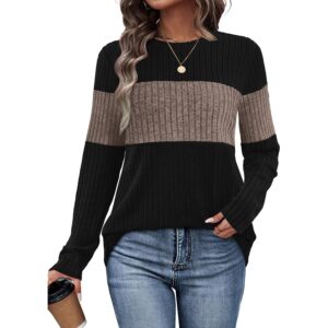 Dame Sweaters Trendy Color Block langærmet Shirts Fall Outfits Early Fall Fashion 2025 Winter Clothing top