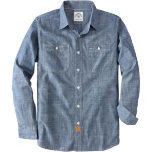 Herre langærmet bomuld Work with 2 Pockets Casual med knapper-down skjorte