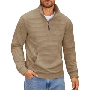 Herre Quarter med lynlås sweatshirt langærmet Casual Waffle pullover hoodie with Pocket