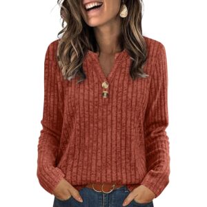 Dame Sweaters Lightweight langærmet Shirts V-hals with med knapper Fall Outfits 2025 top