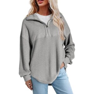 Dame efterår sweatshirt Casual Waffle striktrøje Half med lynlås pullover Loose langærmet Tops