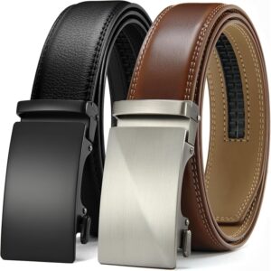 Herre CHAOREN Leather Ratchet Belt Men 2 Pack - Customizable Fit, Effortless Style (35mm) bælte