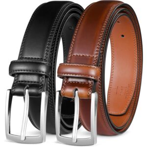 Herre MILORDE Men's Leather Dress Belt 2Pack, Handmade, Genuine Leather, Fashion & Classic Designs for Work Business and Casual bælte
