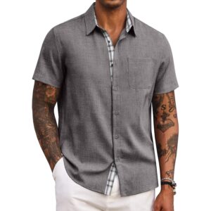 Herre med knapper-down kortærmet Casual Summer Beach Vacation Wedding with Pocket skjorte