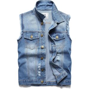 Herre jakke Slim Fit Vintage Casual Ripped Summer Jean Vest for Herre