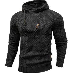Herre Hooded sweatshirt langærmet Solid Knitted hoodie pullover striktrøje