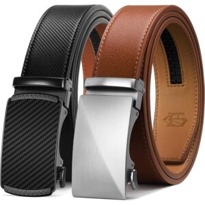 Herre Zitahli Ratchet Belt for Men - 2 Packs Leather Mens belt For Gift Men Dress and Casual,Trim to Fit bælte